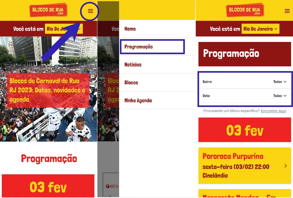 Blocos de Rua App